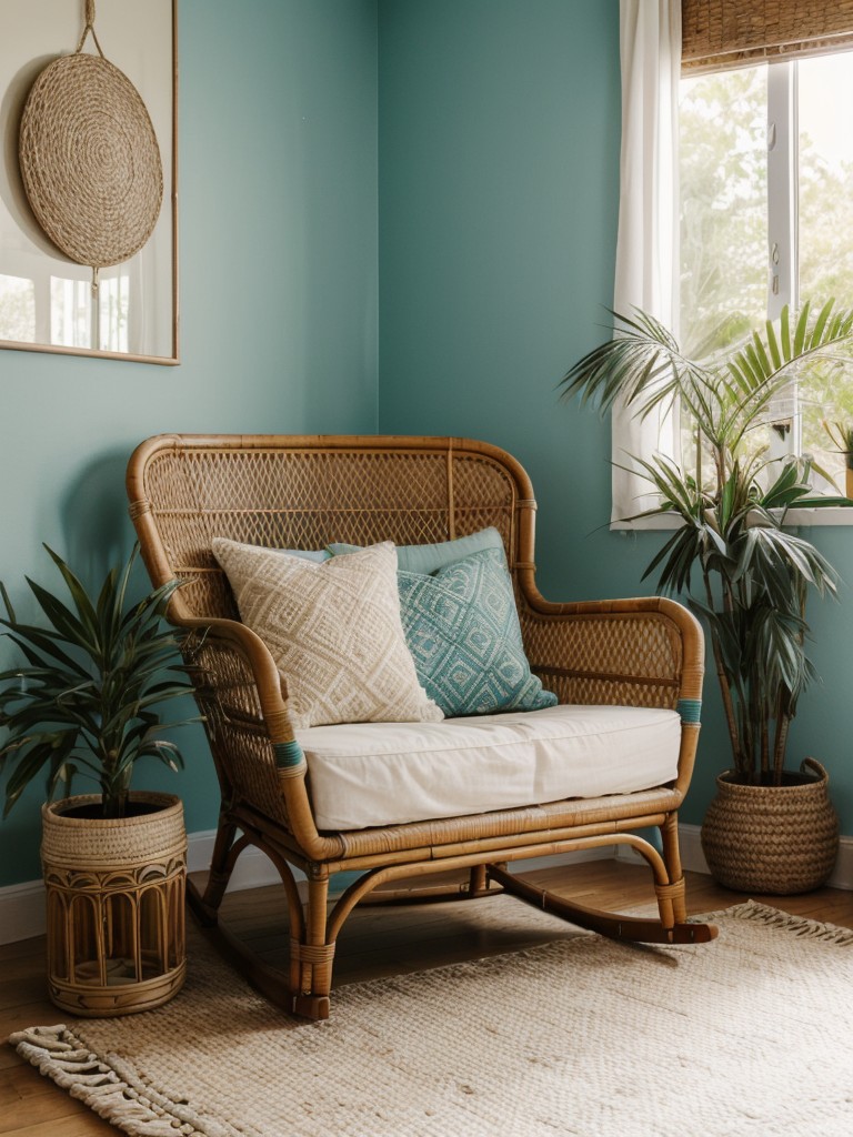 Teal & Boho Chic: Create a Cozy Retreat with Rattan & Bamboo!