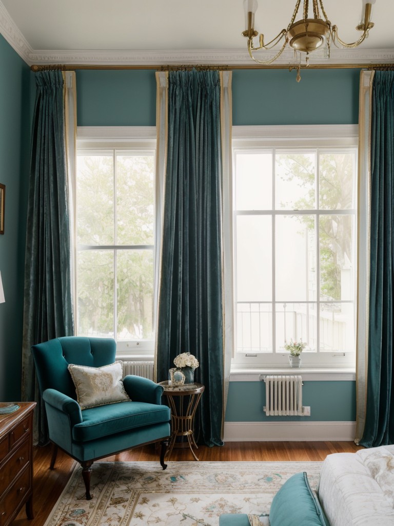 Opulent Teal Velvet Curtains: Add Luxury to Your Bedroom Decor!