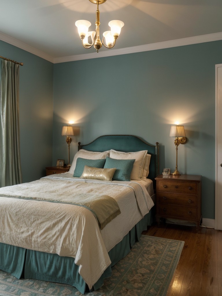 Vintage Teal Bedroom: Timelessly Charming Apartment Vibes!