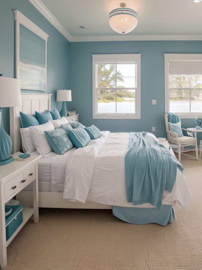 Coastal-Inspired Teal Bedroom: Embrace the Beach Vibe!