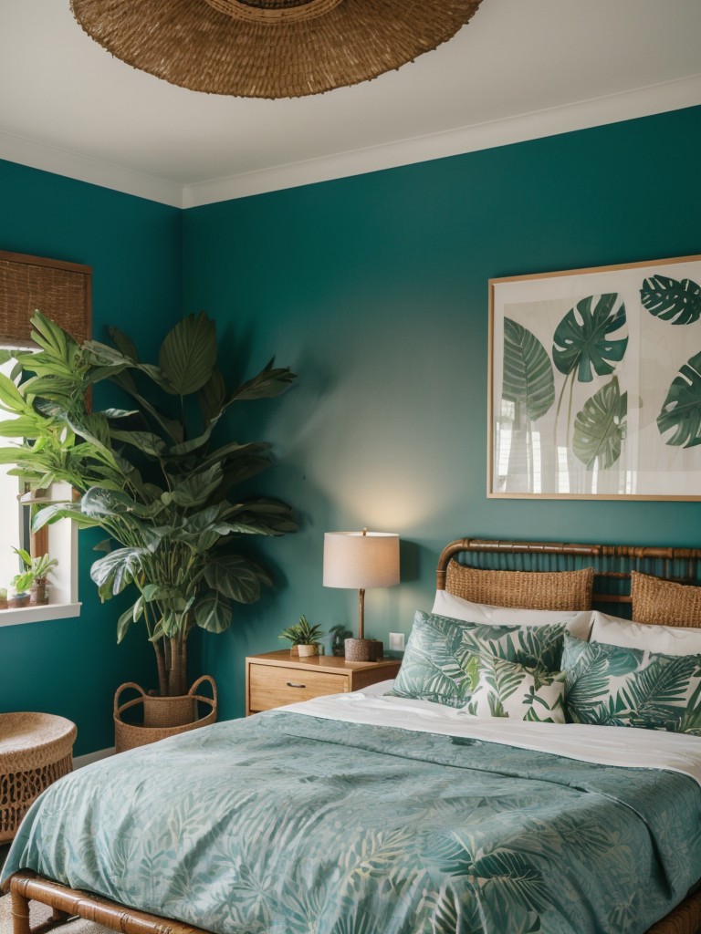 Tropical Jungle Vibes for Your Bedroom: Teal + Natural Elements