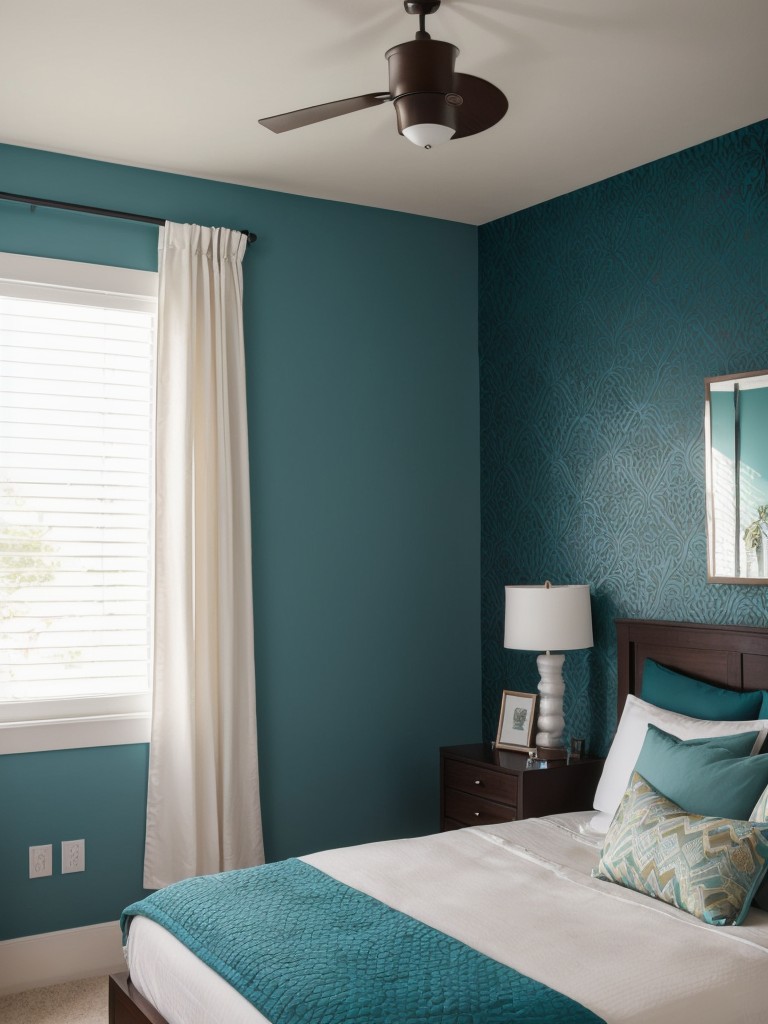 Vibrant Teal Bedroom: Embrace Natural Elements for Stunning Décor.