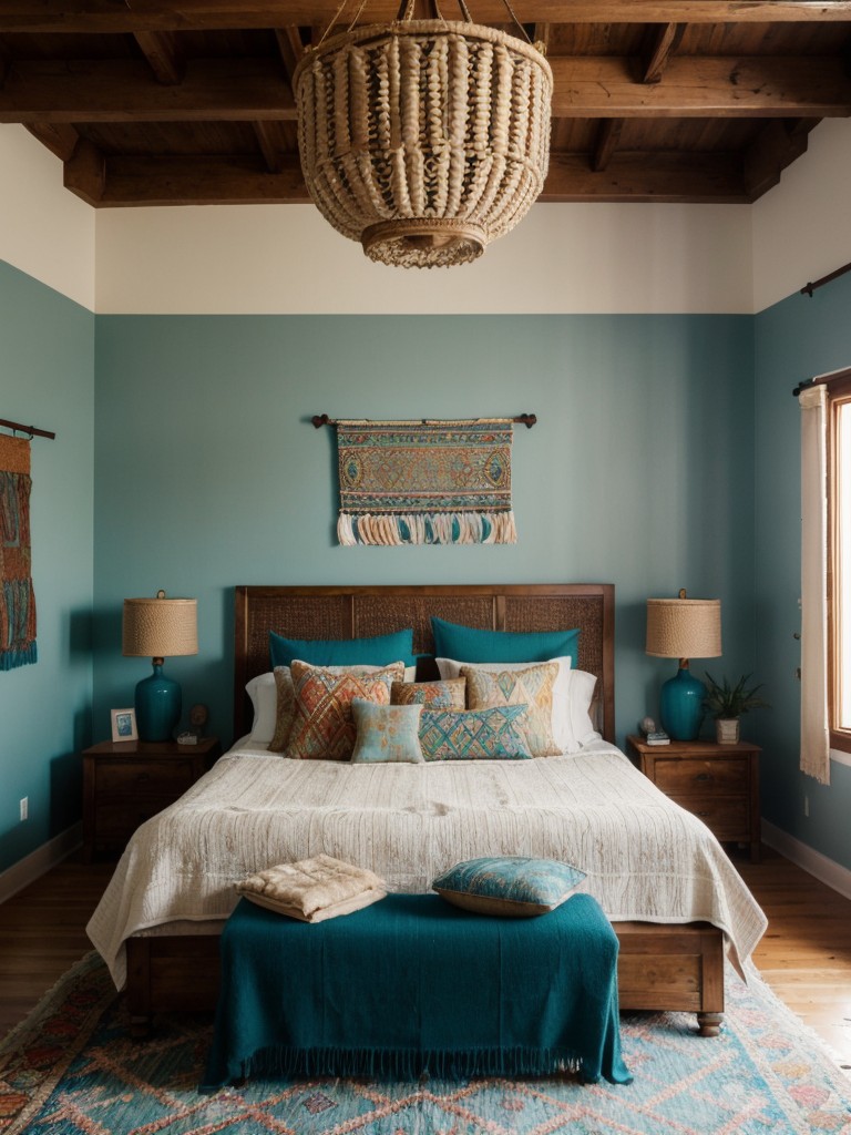 Boho Bliss: Transform Your Bedroom with Teal and Natural Elements