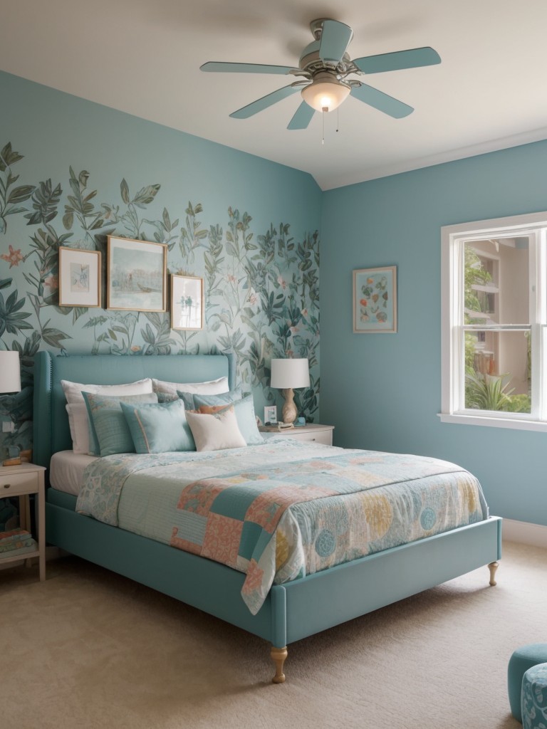 Whimsical Teal Bedroom: Fun & Colorful Space for Kids