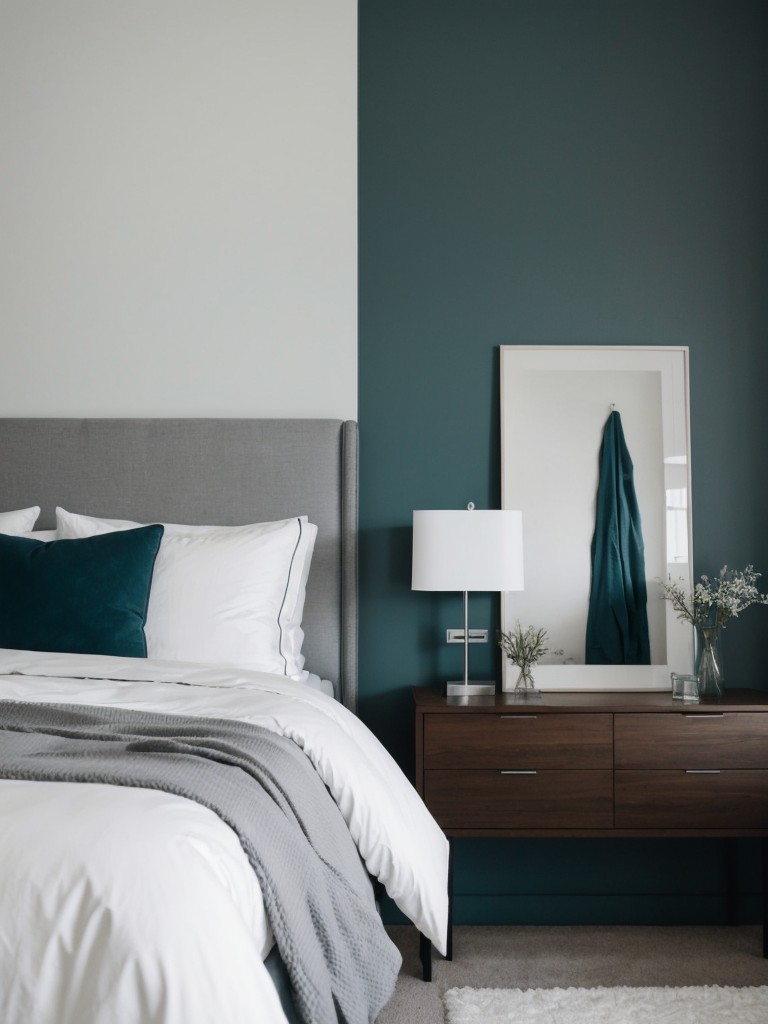 Minimalist Teal Bedroom: Subtle Elegance with Natural Elements