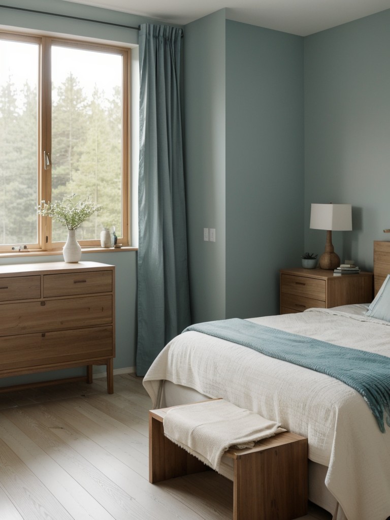 Serene Scandinavian Bedroom: Embrace Natural Elements & Teal Decor