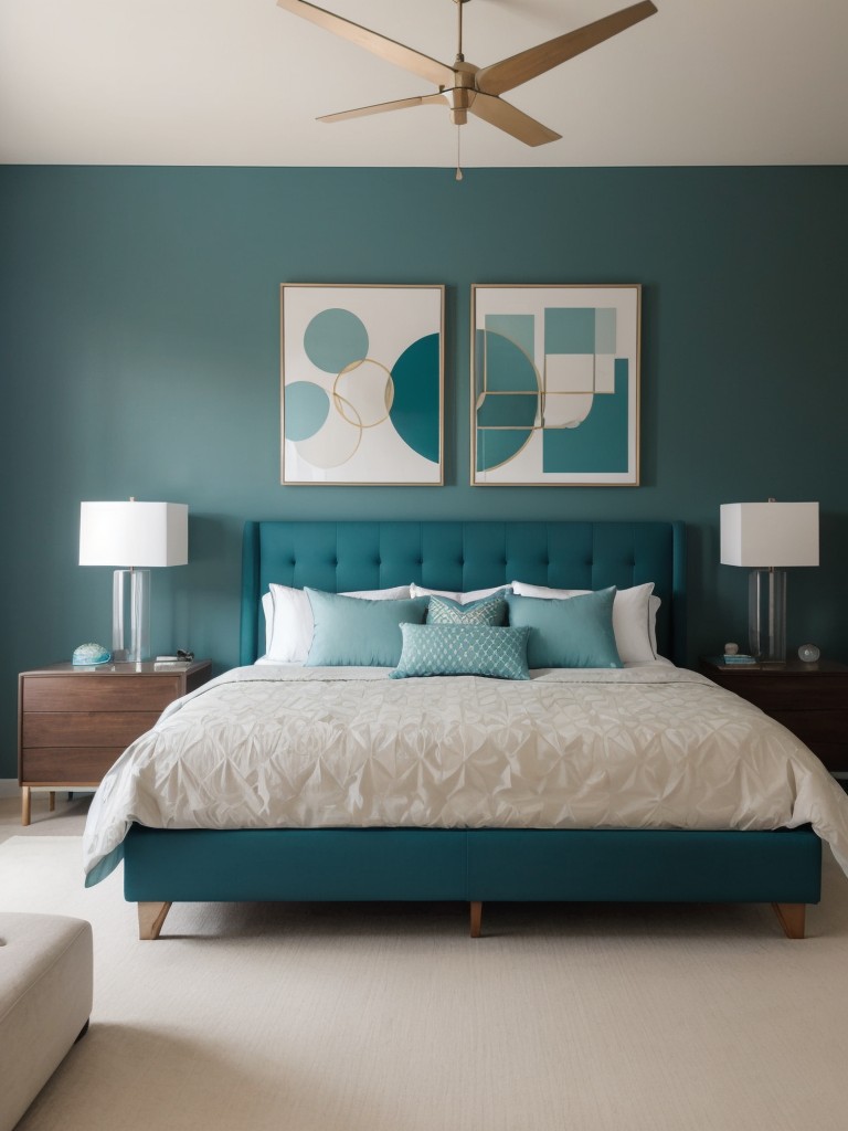 Stylish Teal Apartment: Contemporary Decor with a Natural Touch