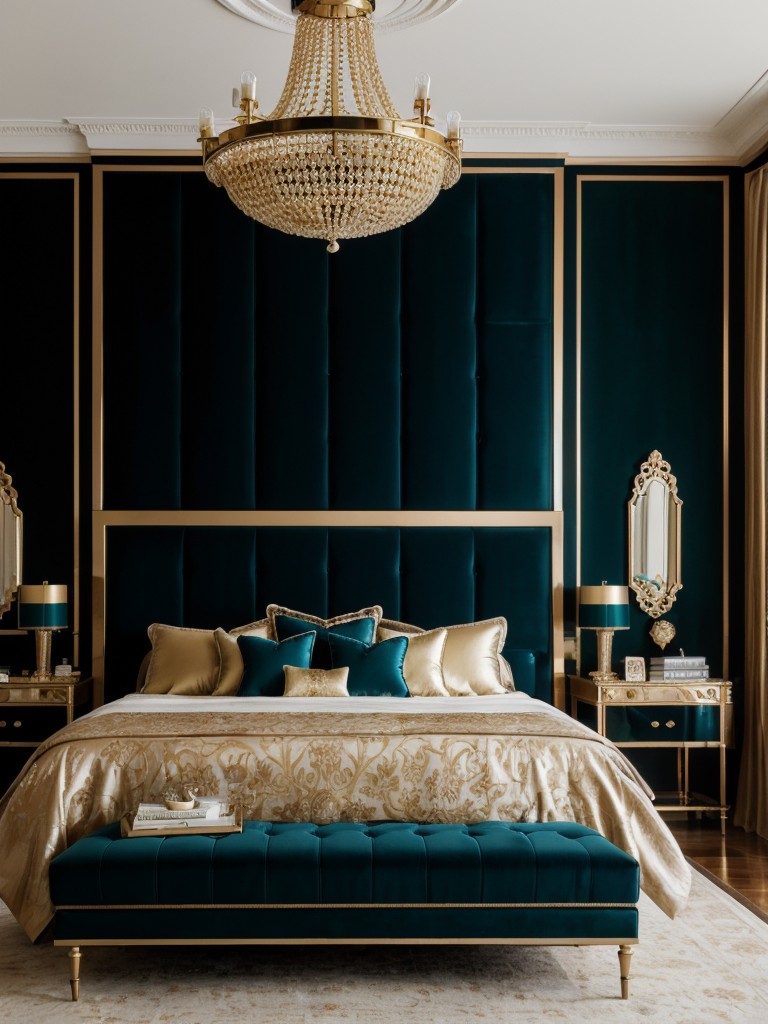 Embrace Opulent Bliss: Transform Your Bedroom with Teal Velvet Decor!