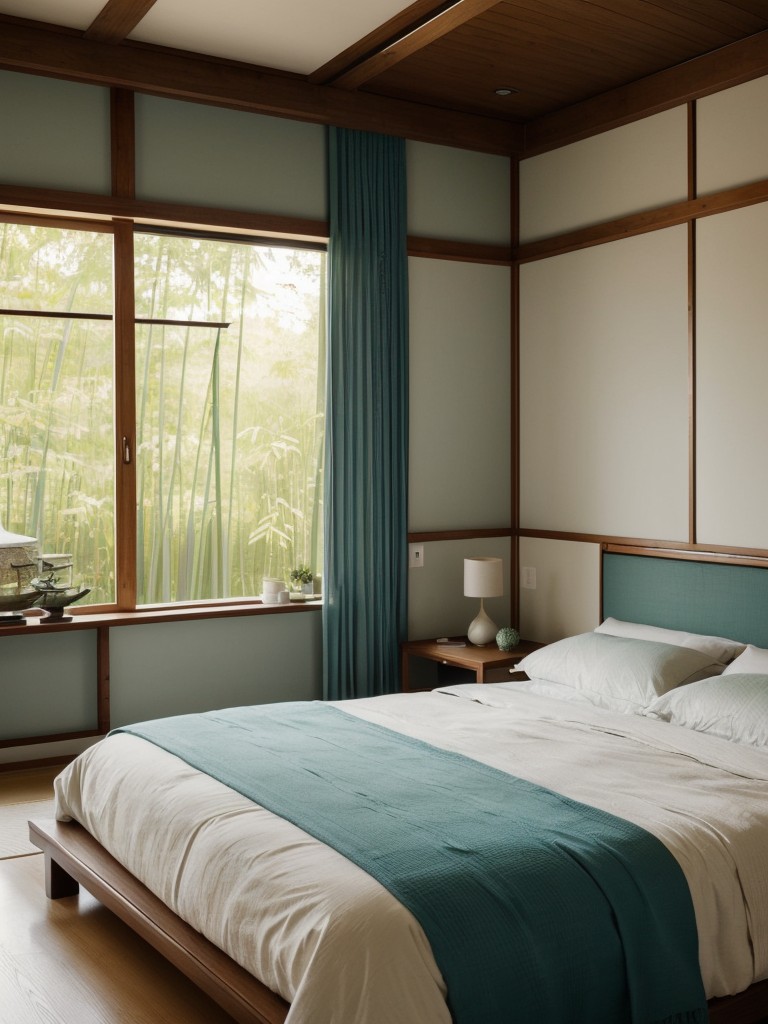 Transform your bedroom into a Zen-inspired sanctuary with teal decor.