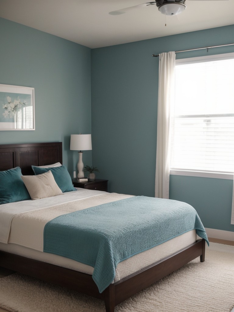 Cosy Teal Bedroom: Elevate Your Space with a Plush Rug