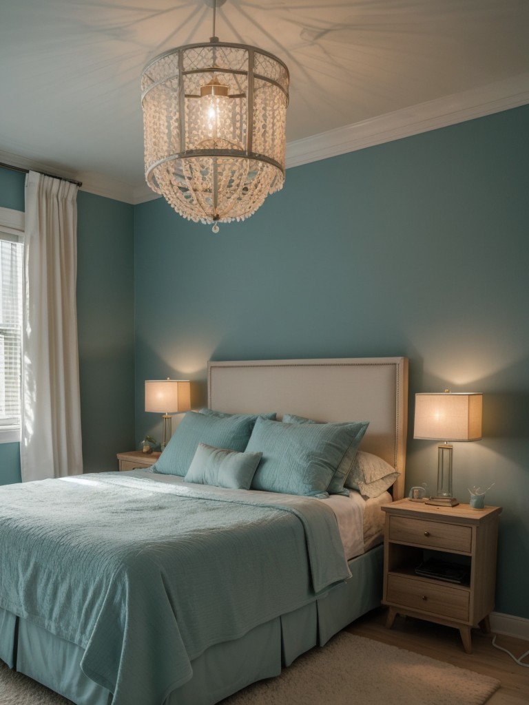 Gender-Neutral Teal Bedroom Decor: Create a Relaxing Oasis with Soft Lighting!