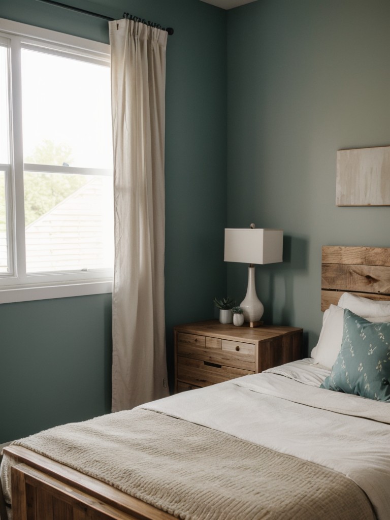 Minimalist Wood & Nature Inspired Teal Bedroom Decor