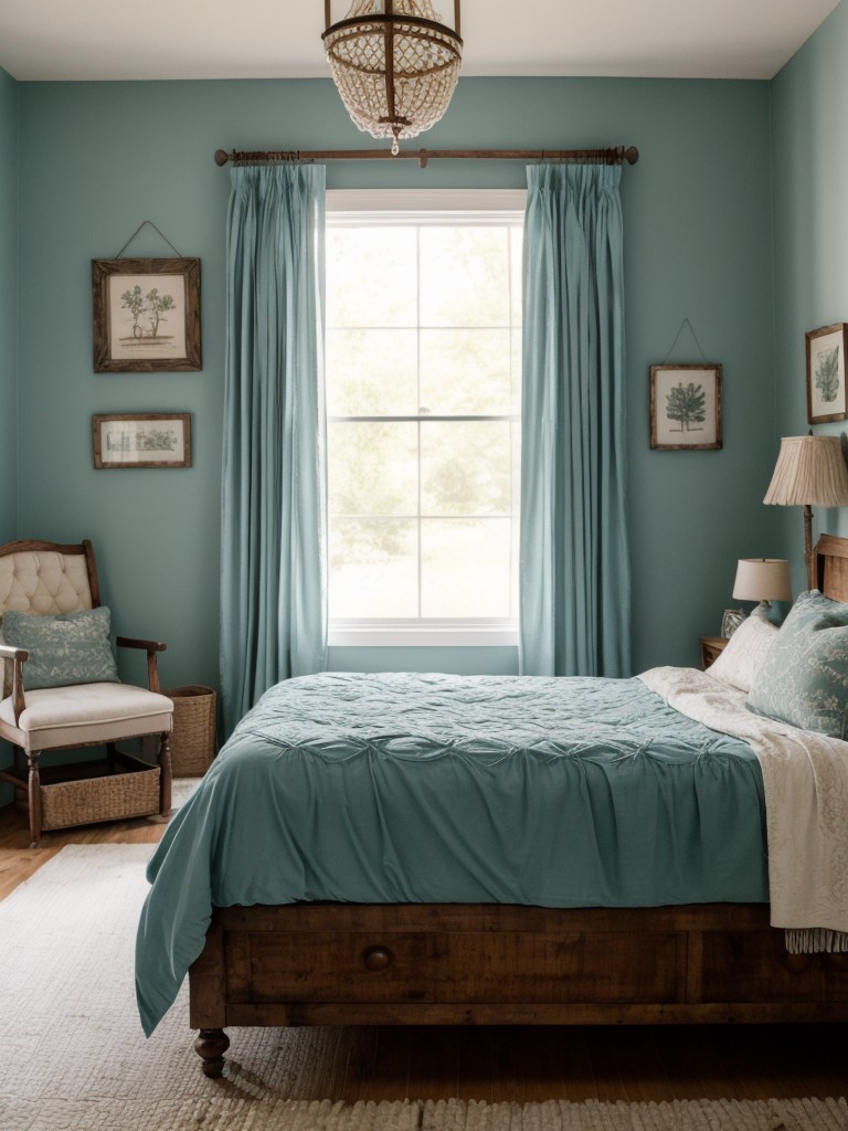 Romantic Vintage Bedroom: Rustic Teal Decor