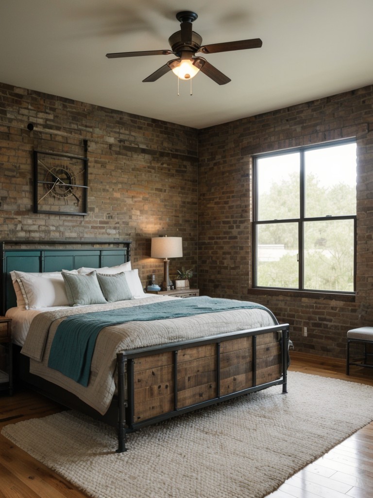 Industrial Chic: Rustic Teal Bedroom Inspiration