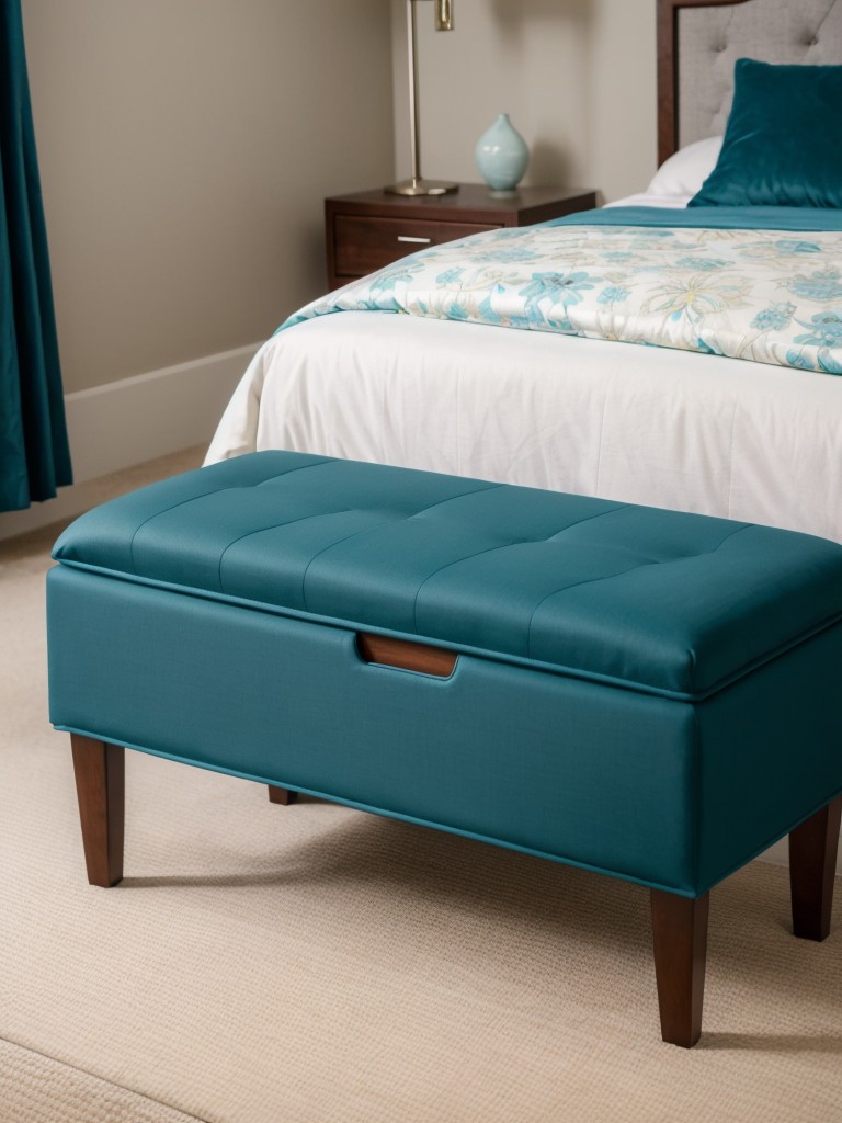 Serene Teal Bedroom Makeover: Storage Bench & Ottoman Ideas!