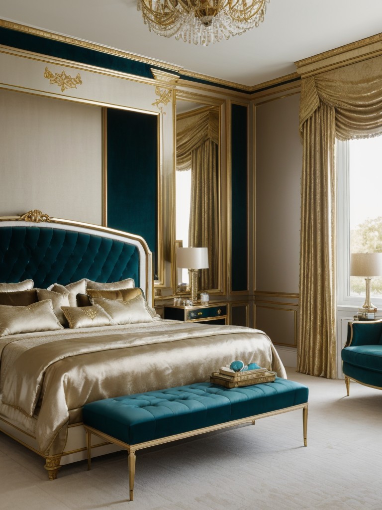 Opulent Teal & Gold Bedroom: Luxe Décor Ideas