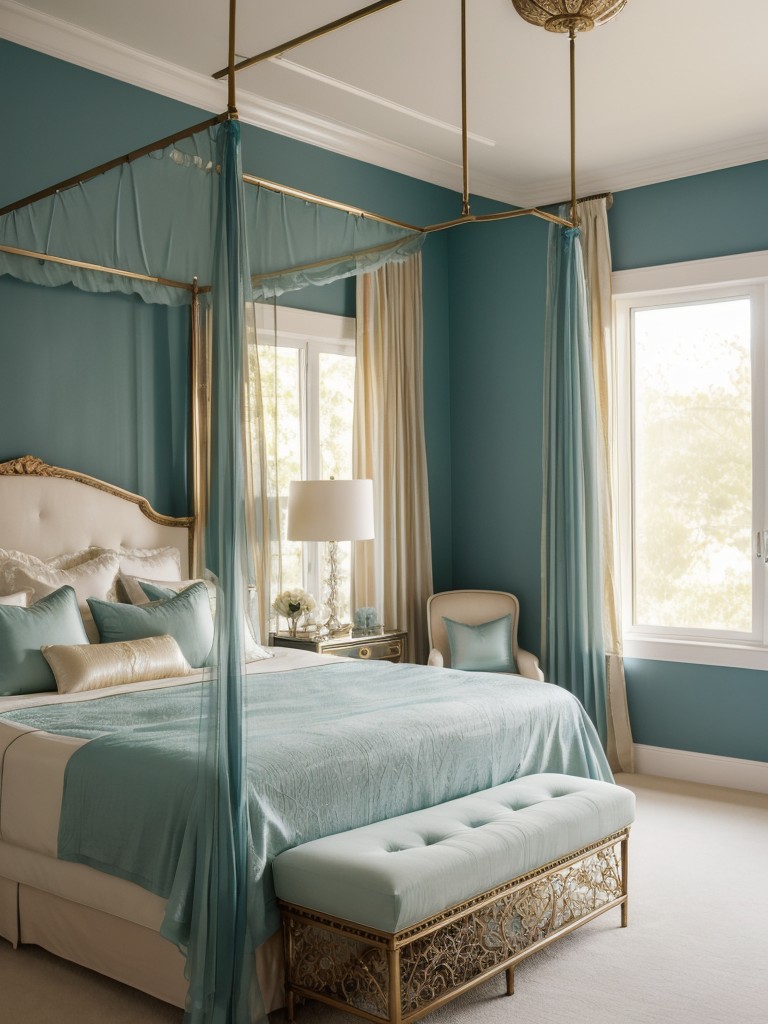 Romantic Teal and Gold Bedroom: Dreamy and Luxe