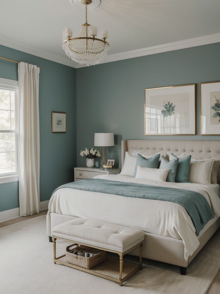 Serene Teal and Gold Apartment: Luxe Bedroom Decor