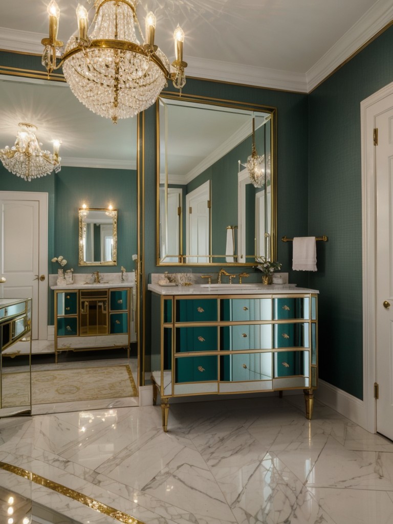 Regency Glamour: Chic Teal and Gold Apartment Decor