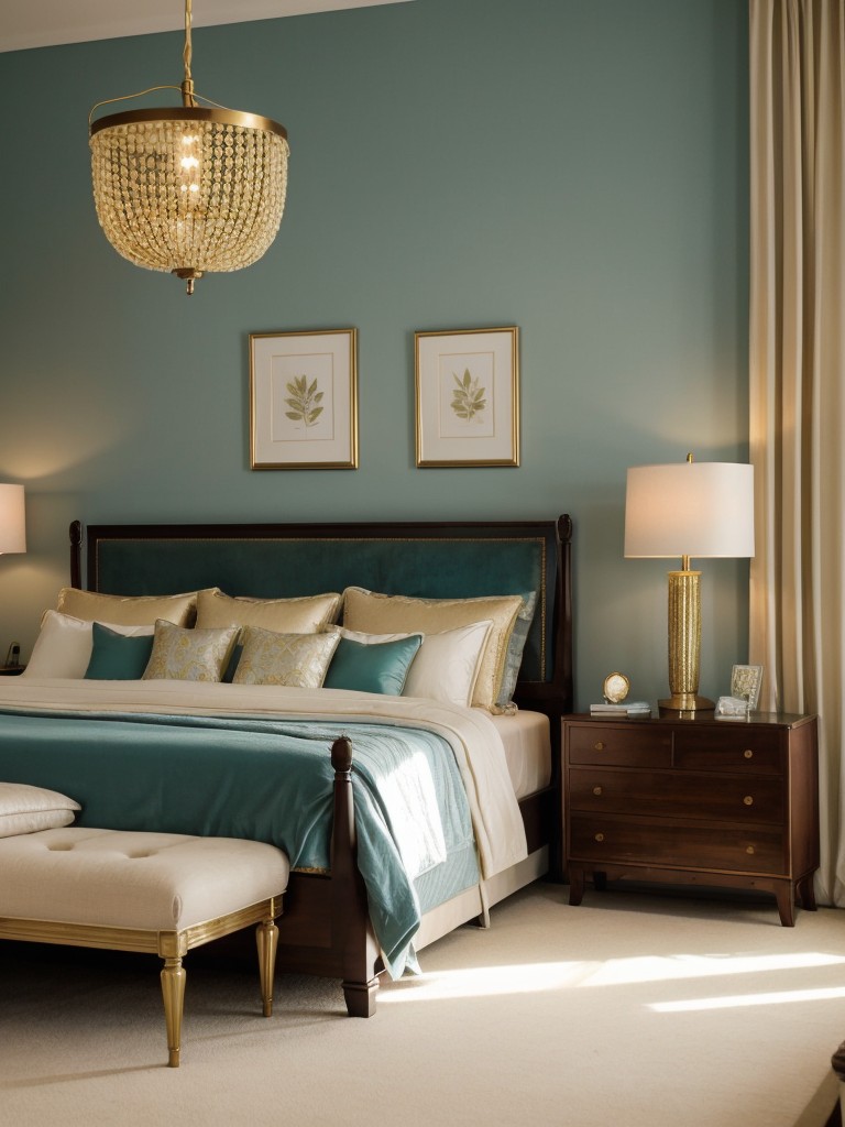 Teal and Gold Bedroom Makeover: Luxe & Chic Apartment Vibes