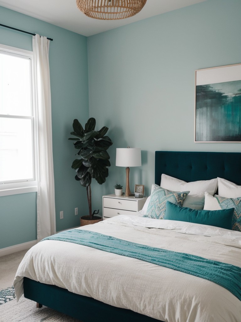 Boho Teal Bedroom: Gender-Neutral and Minimalist Apartment Inspiration