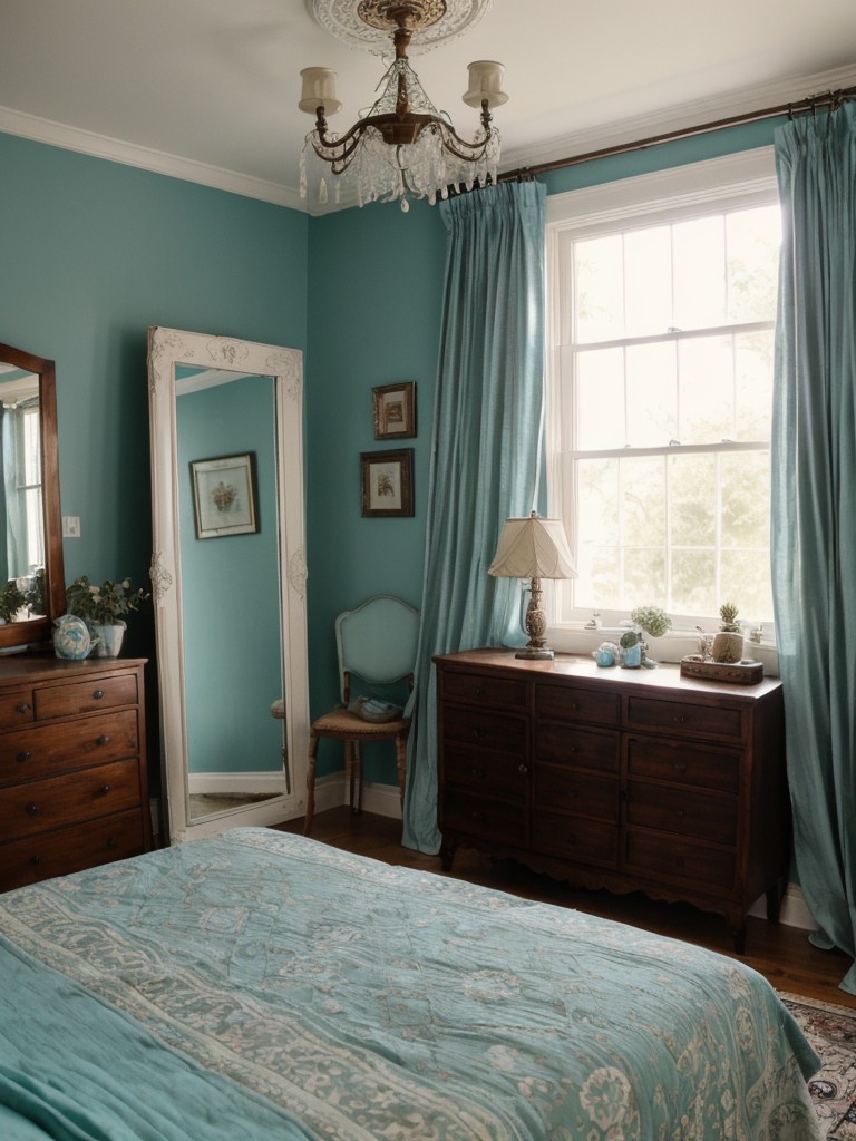 Vintage Boho Bedroom: Teal Décor for Old-World Charm