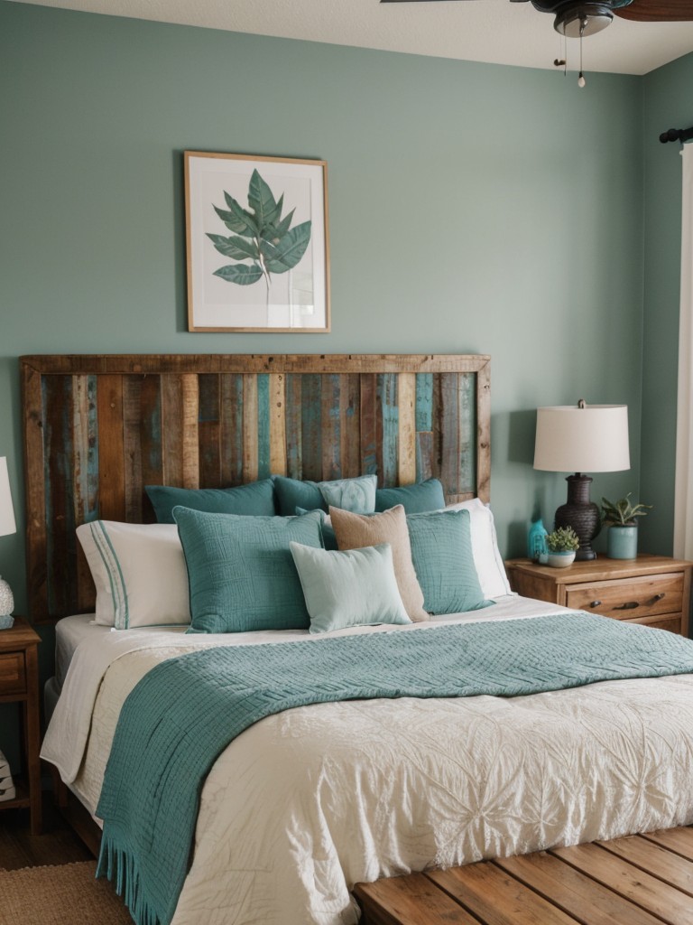 Nature-inspired Apartment: Moody & Vibrant Teal Bedroom Decor