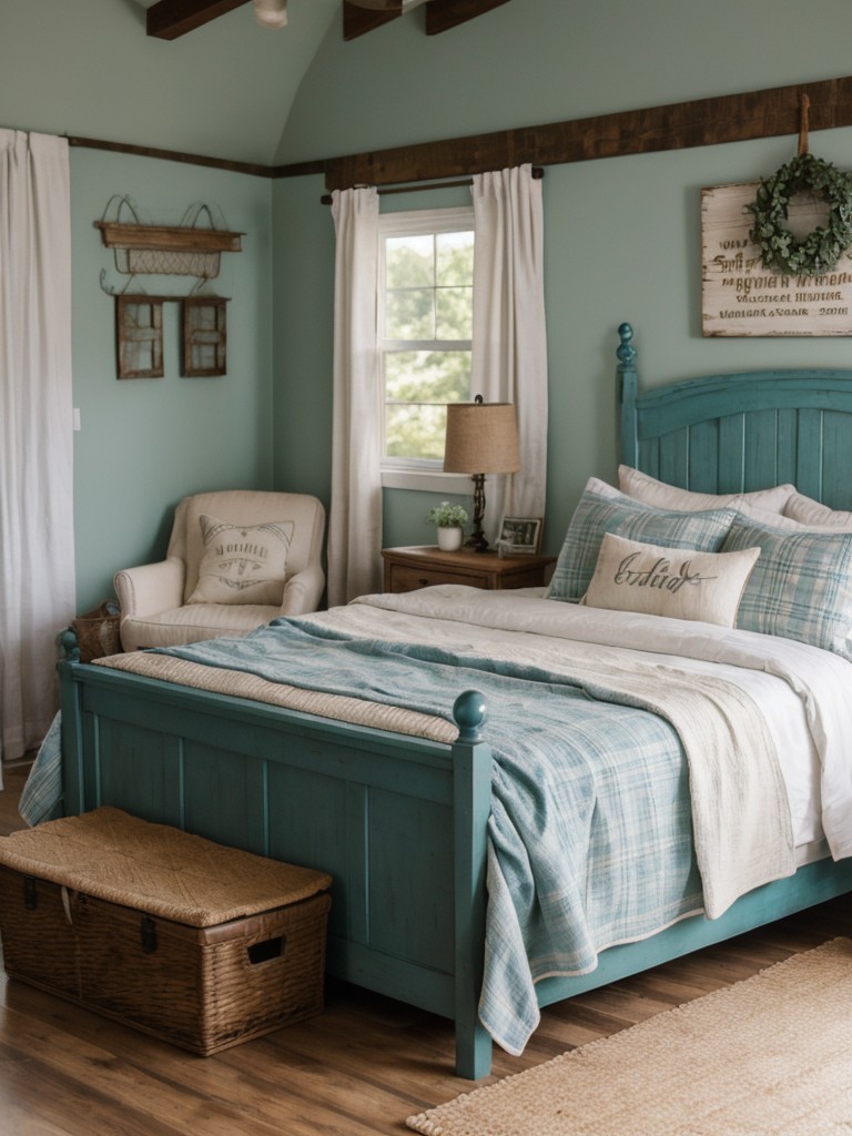 Rustic Farmhouse Vibes: Transform Your Bedroom with Teal Decor!