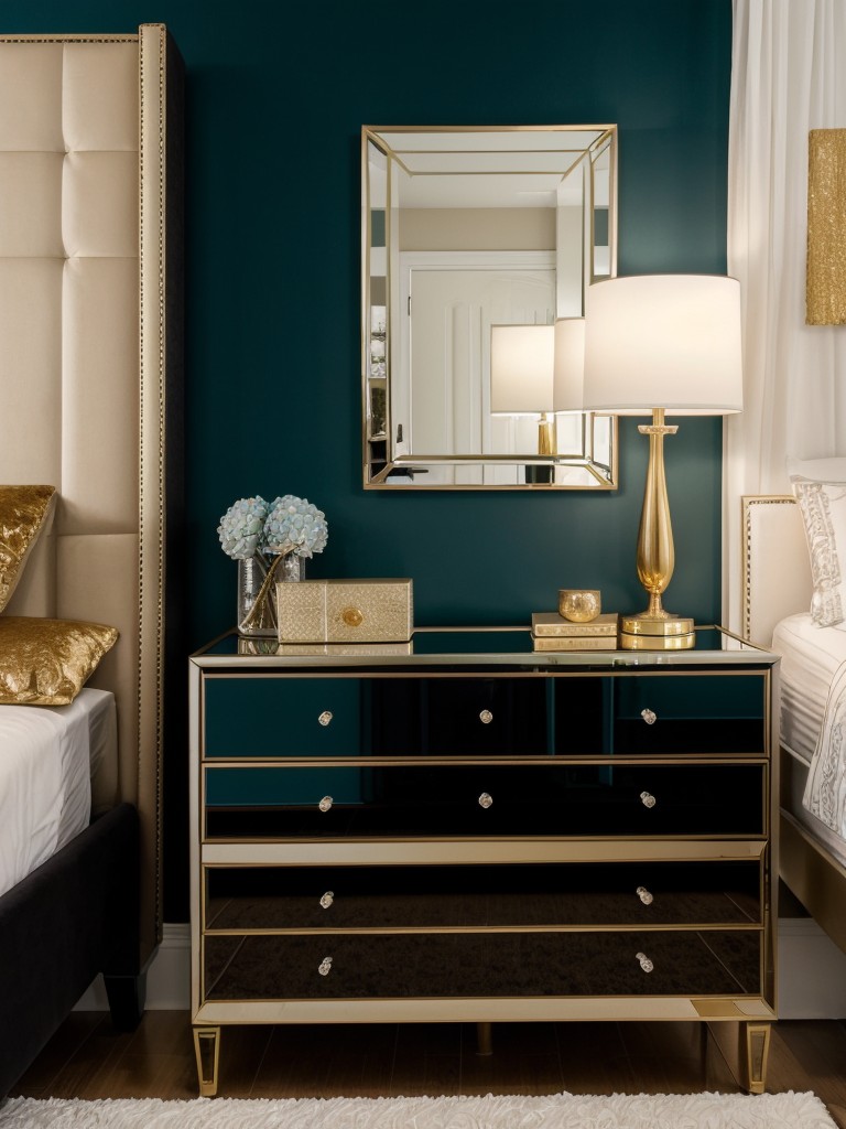 Moody to Vibrant: Luxurious Teal Bedroom with Black & Gold Accents