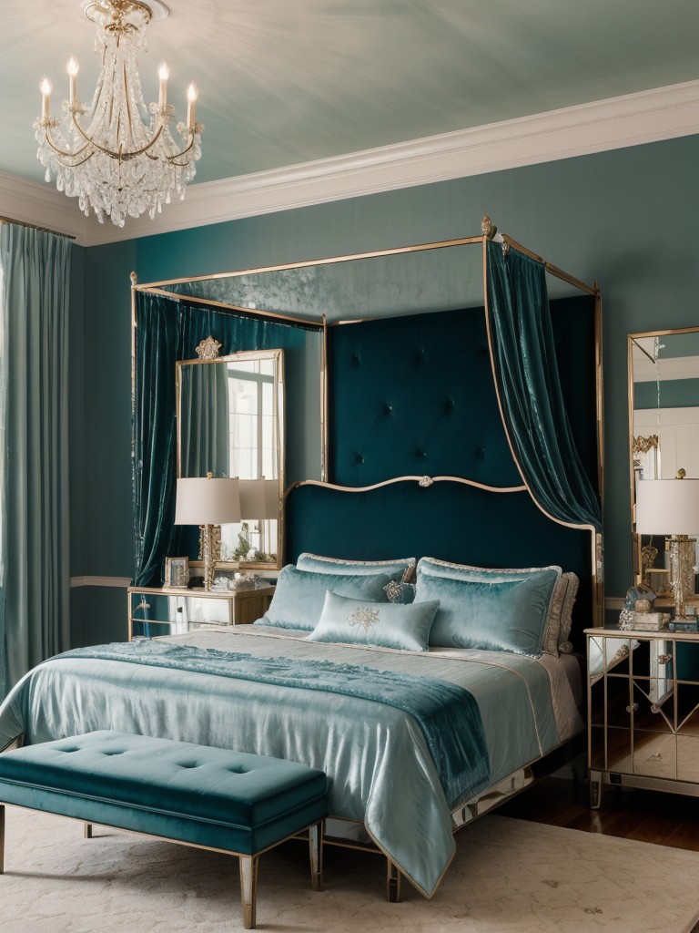 Chic Hollywood Glam: Elevate Your Bedroom with Teal Decor