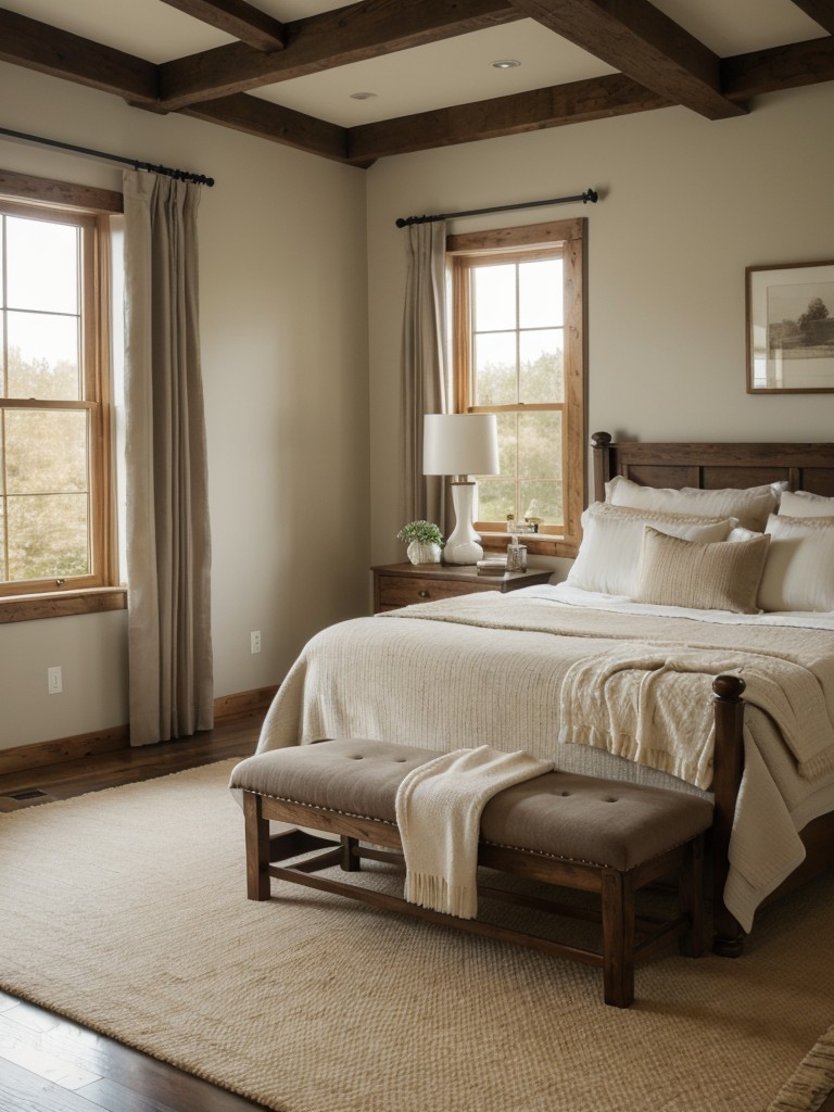 Cozy Bedroom Oasis: Traditional Decor with Natural Rugs