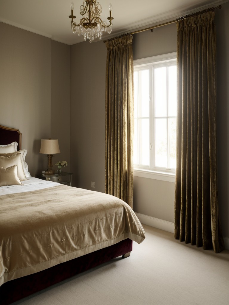 Soft Velvet Curtains: Elevate your bedroom with timeless traditional decor for a tranquil haven.