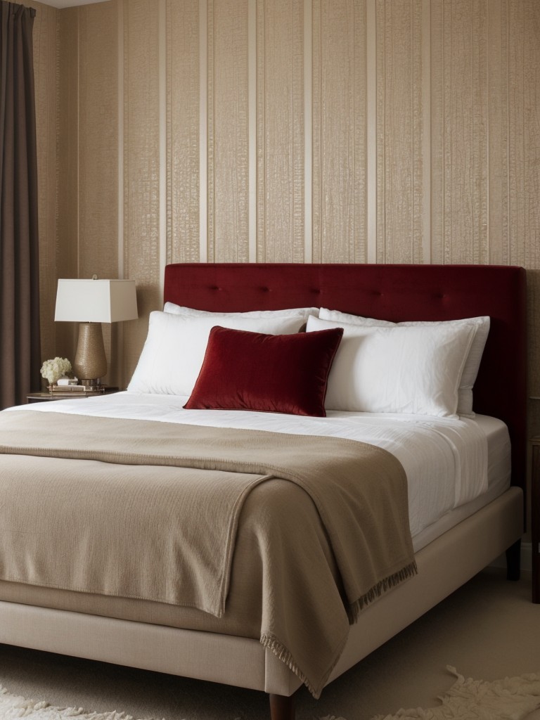 Create a Cozy Bedroom Retreat with Red Decor. Layered Textures for a Luxurious Feel!