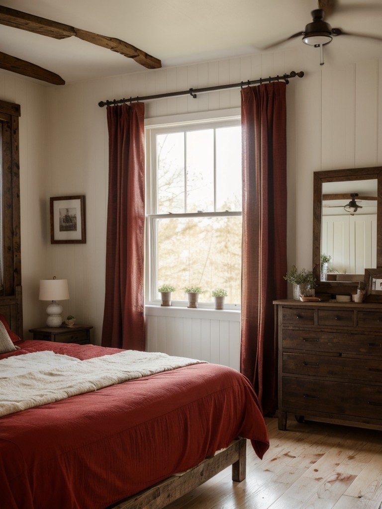 Farmhouse Elegance: Cozy Red Bedroom Decor Ideas