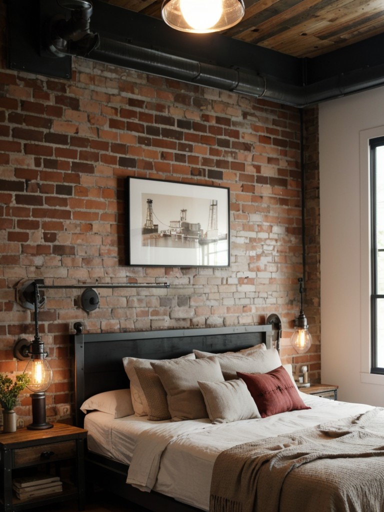 Red Industrial Bedroom Decor: Cozy Retreat with Rustic Charm