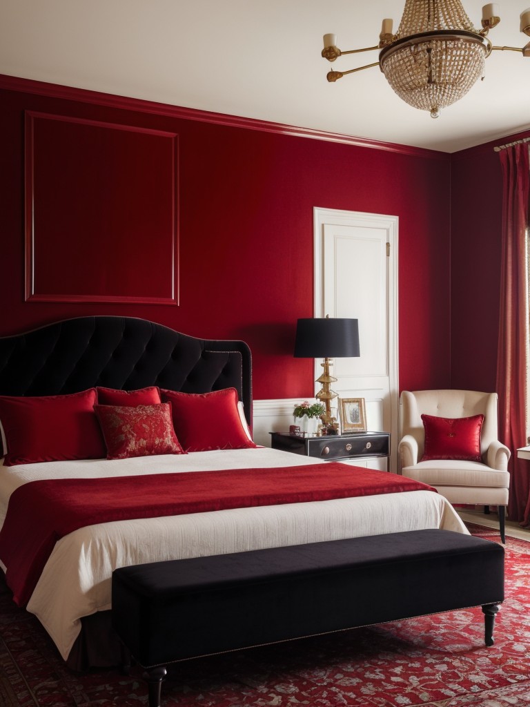 Luxurious Red Bedroom: Stunning Velvet Headboard Tips