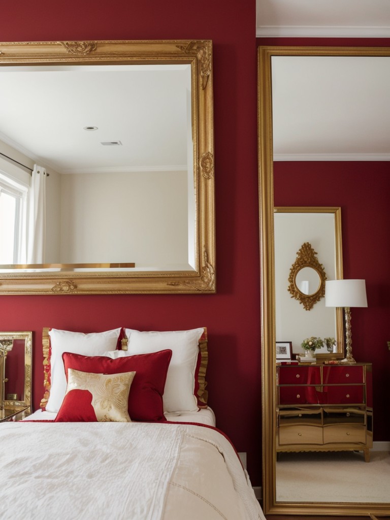 Mirror Magic: Gilded Frame for Glam Apartment Bedroom