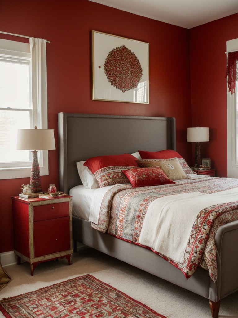 Bold Red Bedroom: Add Boho Vibes with Eclectic Patterns