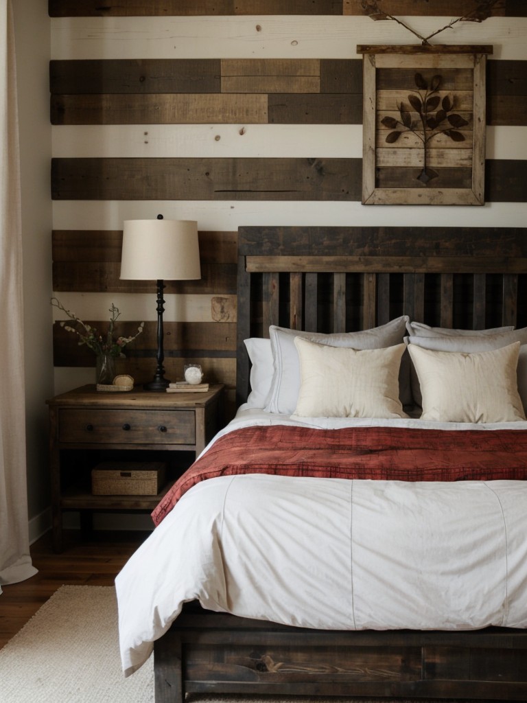 Cozy & Rustic Red Bedroom Decor: Embrace the Charm of Barn Wood Accents!