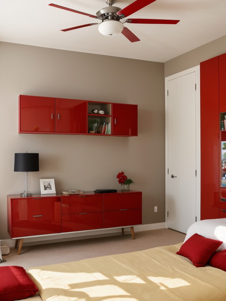 Bold and Vibrant Apartment Decor: Transform Your Space with Red Bedroom and Colorful Wall Decals