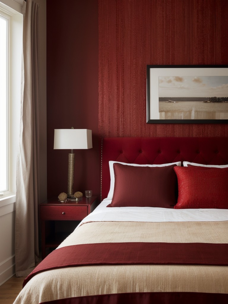 Bold & Textured: Elevate Your Bedroom with Red Decor & Layered Fabrics!