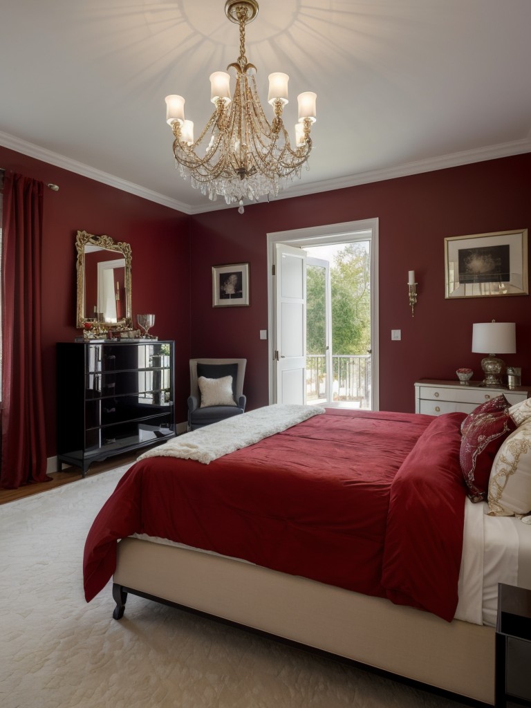 Bold & Dramatic: Red Bedroom Decor Ideas with Statement Lighting!