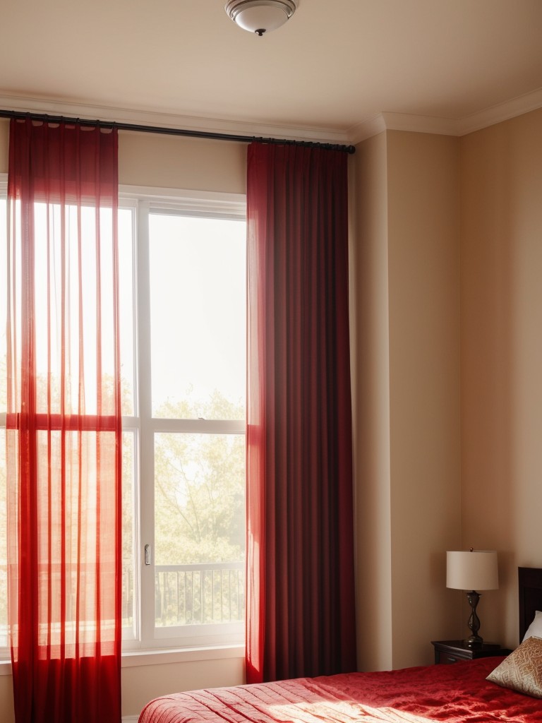 Brighten Your Space with Sheer Curtains: Red Bedroom Inspiration