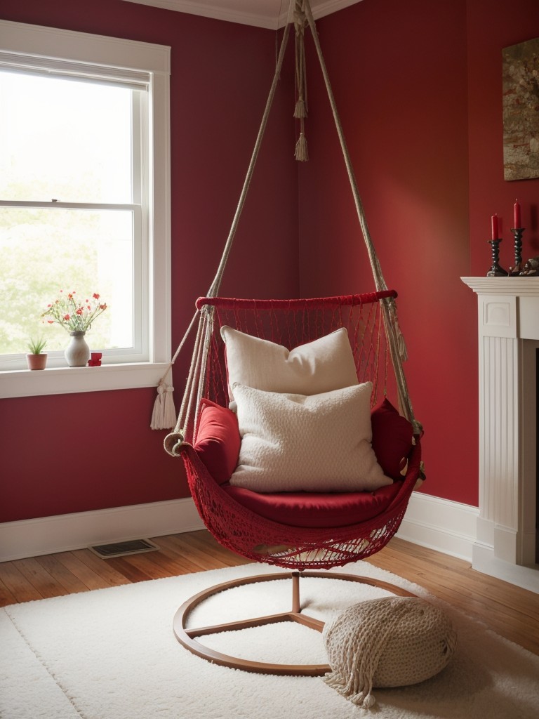 Cozy Red Bedroom: Add Whimsy with a Hanging Chair!