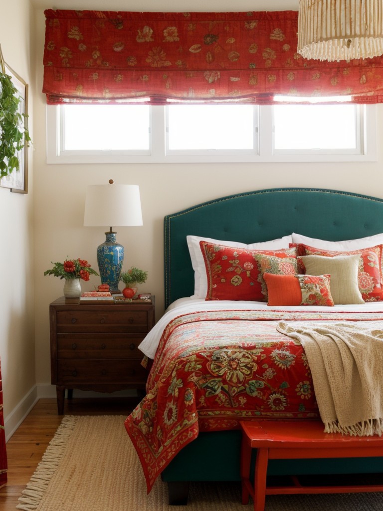 Vibrant Bohemian Chic: Transform Your Bedroom with Playful Red Decor