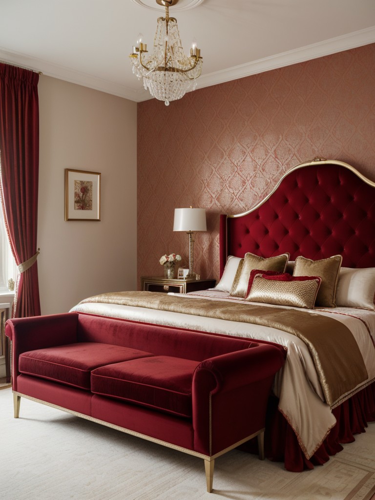 Vintage Glamour: Spice up your apartment with a seductive red bedroom decor.