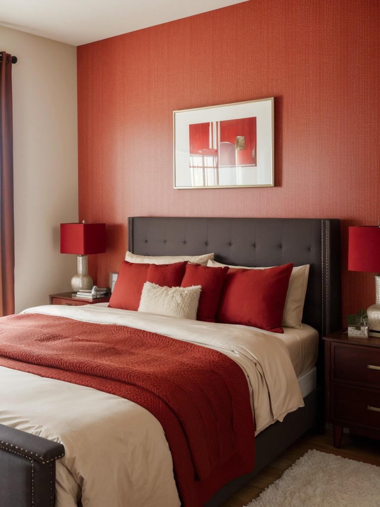 Cozy Red Bedroom Inspiration: Create a warm ambiance with a statement wall and neutral decor!