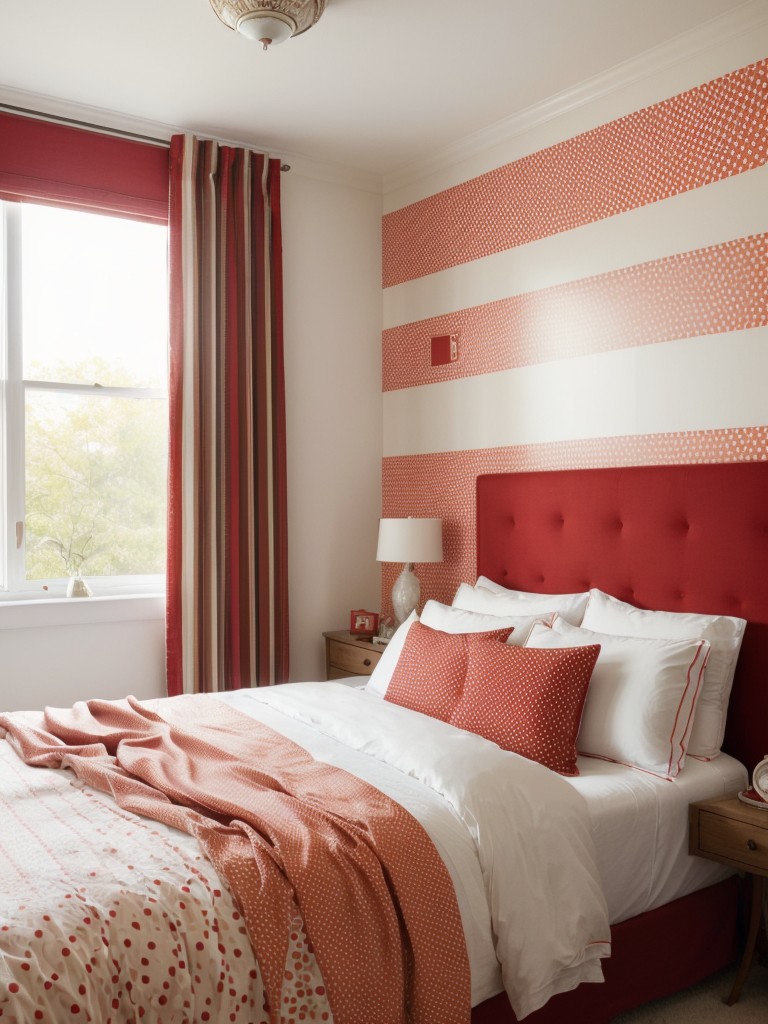 Cozy Red Bedroom Decor: Embrace Playful Patterns for a Warm Ambiance!