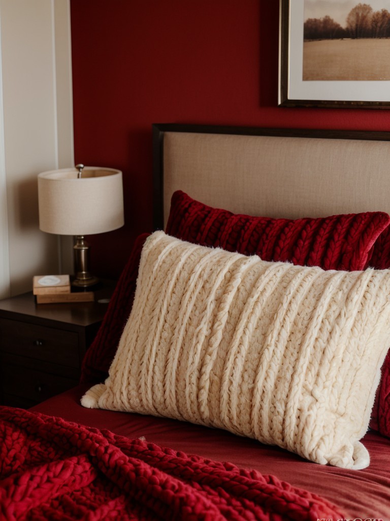 Cozy Red Bedroom Decor: Add Textured Touches for Ambiance.