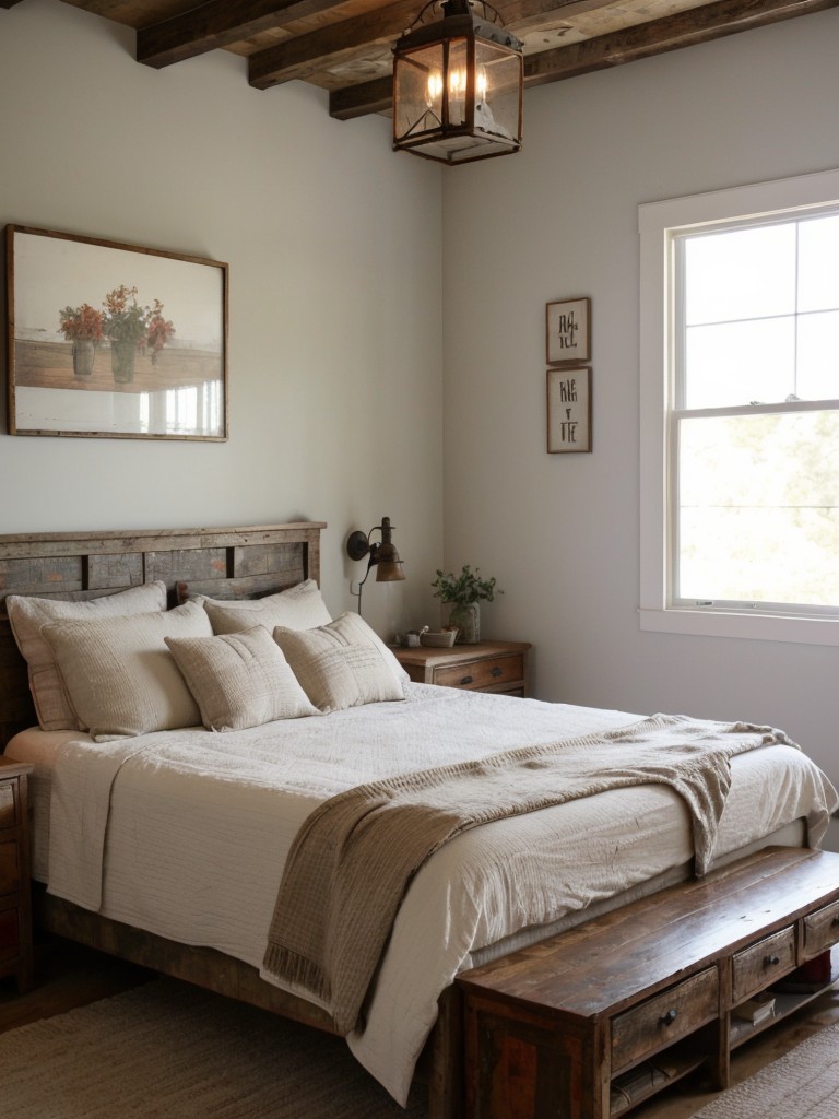 Rustic Farmhouse Vibes: Red-themed Bedroom Decor Ideas